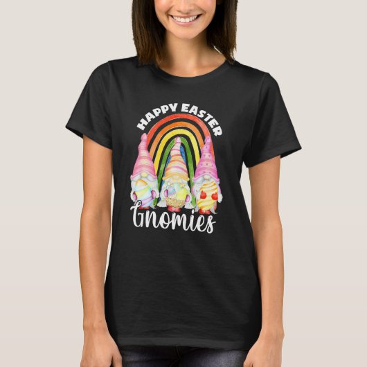 Cute Rainbow Gnome Easter Bunny Gnomes Eggs T-shirt (Voorkant)
