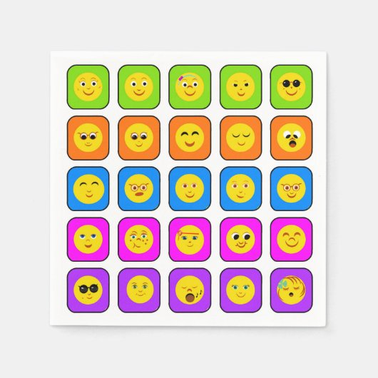 Cute Rainbow Happy Face Emoticons Pattern Servetten (Voorkant)