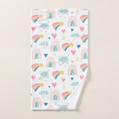 Cute Rainbow Hearts & Clouds Motif (Serviette à main)