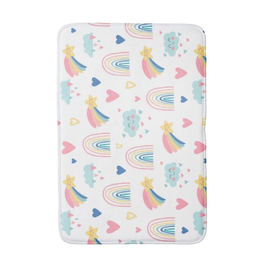 Cute Rainbow Hearts & Clouds Pattern Badmat (Voorkant Verticaal)