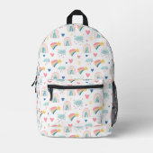 Cute Rainbow Hearts & Clouds Pattern Bedrukte Rugzak (Voorkant)