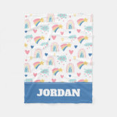 Cute Rainbow Hearts & Clouds Pattern Fleece Deken (Voorkant)