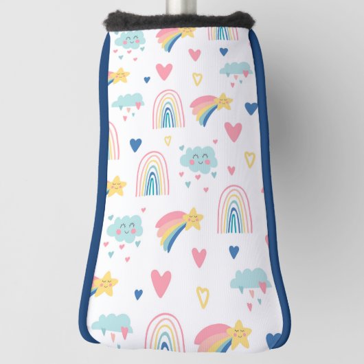 Cute Rainbow Hearts & Clouds Pattern Golfheadcover (Draai 90)