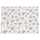 Cute Rainbow Hearts & Clouds Pattern Groot Cadeauzakje (Voorkant)