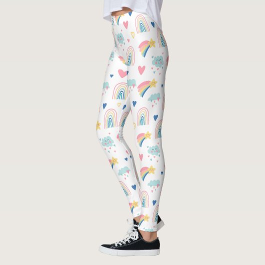 Cute Rainbow Hearts & Clouds Pattern Leggings (Links)