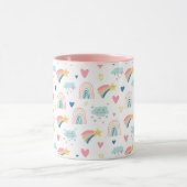 Cute Rainbow Hearts & Clouds Pattern Mok (Midden)