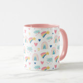 Cute Rainbow Hearts & Clouds Pattern Mok (Voorkant rechts)