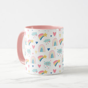 Cute Rainbow Hearts & Clouds Pattern Mok
