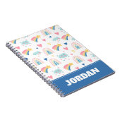Cute Rainbow Hearts & Clouds Pattern Notitieboek (Rechterzijde)