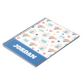Cute Rainbow Hearts & Clouds Pattern Notitieboek (Linkerzijde)