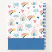 Cute Rainbow Hearts & Clouds Pattern Notitieboek (Achterkant)