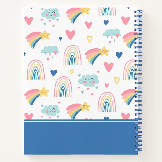 Cute Rainbow Hearts & Clouds Pattern Notitieboek (Achterkant)