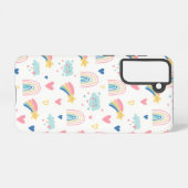 Cute Rainbow Hearts & Clouds Pattern Samsung Galaxy Hoesje (Achterkant horizontaal)