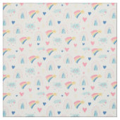 Cute Rainbow Hearts & Clouds Pattern Stof (Swatch)