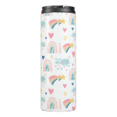 Cute Rainbow Hearts & Clouds Pattern Thermosbeker (Achterkant)