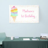 Cute Rainbow Ice Cream Birthday Spandoek (Beurs)