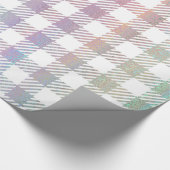 Cute Rainbow Iridescent Gingham Pattern Cadeaupapier (Hoek)