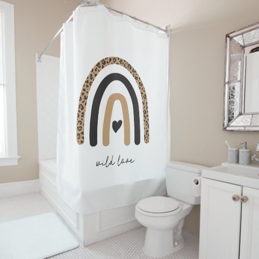 Cute Rainbow Leopard Pattern Douchegordijn (In situ)