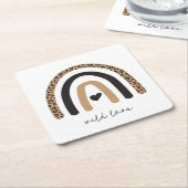 Cute Rainbow Leopard Pattern Vierkante Kartonnen Onderzetter (Schuin)