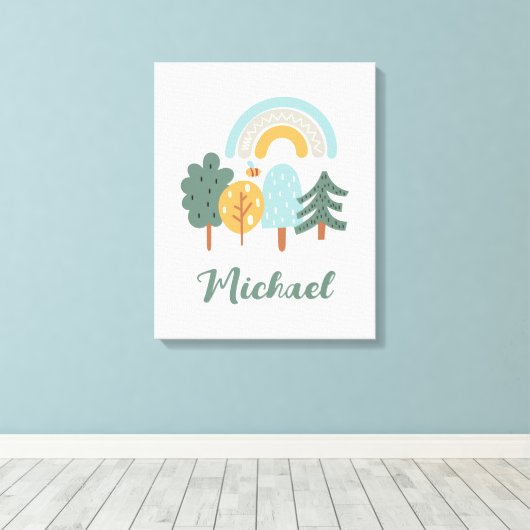 Cute Rainbow Magic Forest Canvas Afdruk (Insitu (Houten vloer))