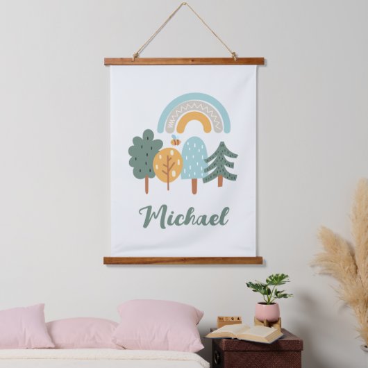 Cute Rainbow Magic Forest Hangend Wandkleed (Slaapkamer)