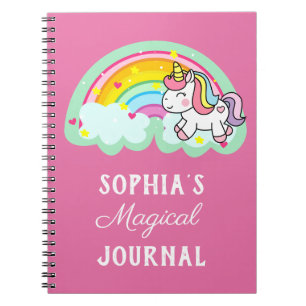 Cute Rainbow Magical Unicorn Pink Notitieboek