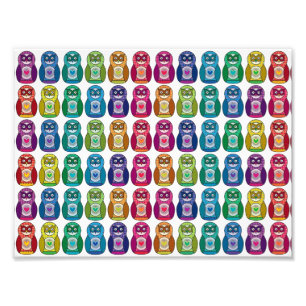 Cute Rainbow Matryoshka Owl Foto Afdruk