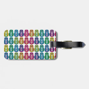 Cute Rainbow Matryoshka Owls Bagagelabel