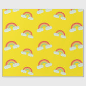 Cute Rainbow met Clouds Pattern Cadeaupapier (Vlak)