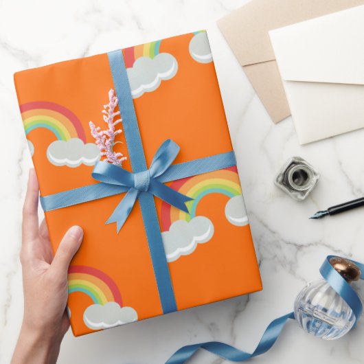 Cute Rainbow met Clouds Pattern Cadeaupapier (Geschenken)
