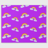 Cute Rainbow met Clouds Pattern Cadeaupapier (Vlak)
