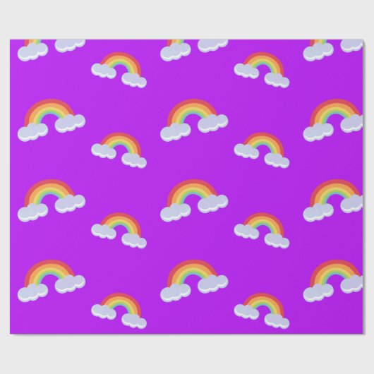 Cute Rainbow met Clouds Pattern Cadeaupapier (Vlak)