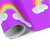 Cute Rainbow met Clouds Pattern Cadeaupapier (Rol Hoek)