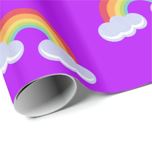 Cute Rainbow met Clouds Pattern Cadeaupapier (Rol Hoek)