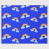 Cute Rainbow met Clouds Pattern Cadeaupapier (Vlak)