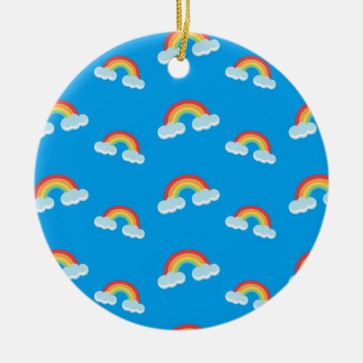 Cute Rainbow met Clouds Pattern Keramisch Ornament (Voorkant)