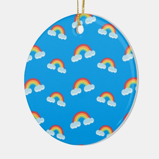 Cute Rainbow met Clouds Pattern Keramisch Ornament (Links)