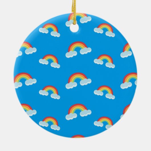 Cute Rainbow met Clouds Pattern Keramisch Ornament (Achterkant)