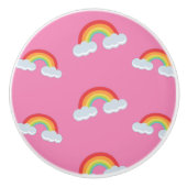 Cute Rainbow met Clouds Pattern Keramische Knop (Voorkant)