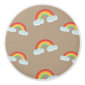 Cute Rainbow met Clouds Pattern Keramische Knop (Voorkant)