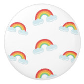 Cute Rainbow met Clouds Pattern Keramische Knop (Voorkant)