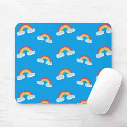 Cute Rainbow met Clouds Pattern Muismat (Met muis)