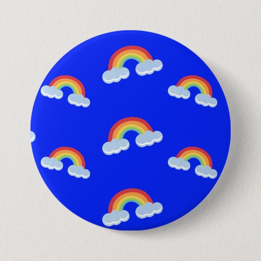 Cute Rainbow met Clouds Pattern Ronde Button 7,6 Cm (Voorkant)