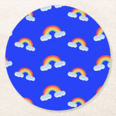 Cute Rainbow met Clouds Pattern Ronde Kartonnen Onderzetter (Voorkant)