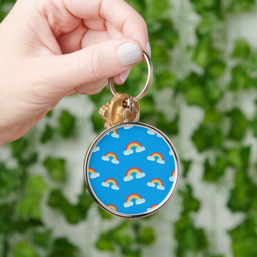 Cute Rainbow met Clouds Pattern Sleutelhanger (Hand)