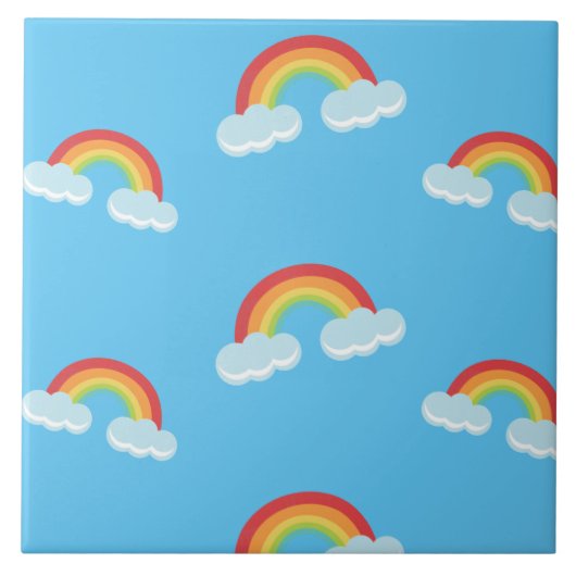 Cute Rainbow met Clouds Pattern Tegeltje (Voorkant)