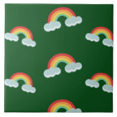 Cute Rainbow met Clouds Pattern Tegeltje (Voorkant)