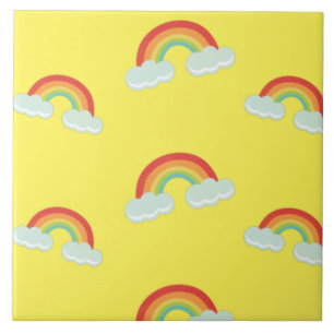 Cute Rainbow met Clouds Pattern Tegeltje