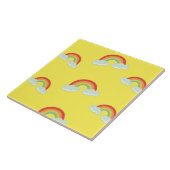Cute Rainbow met Clouds Pattern Tegeltje (Zijkant)