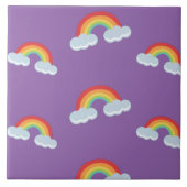 Cute Rainbow met Clouds Pattern Tegeltje (Voorkant)